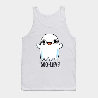 I Boo-lieve Cute Positive Ghost Pun Tank Top